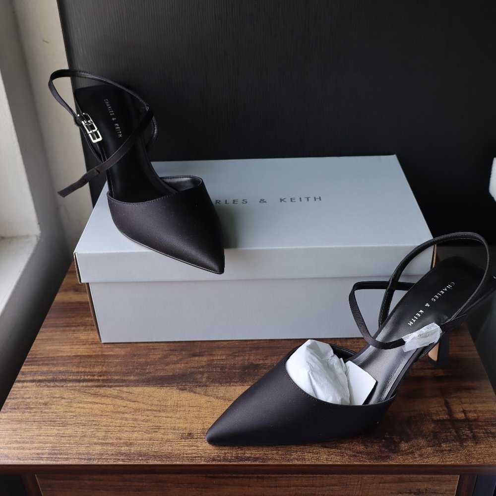 Satin Ankle Strap Pumps